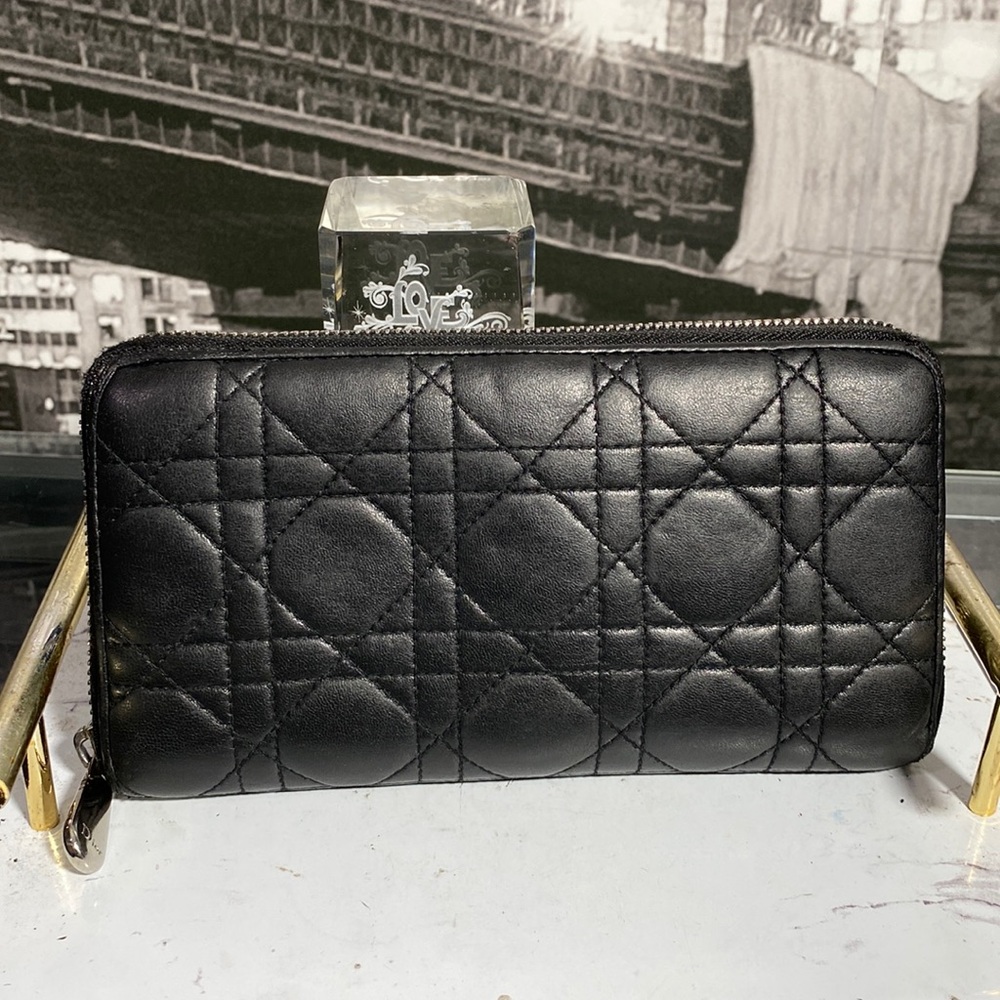 Authentic Christian Dior Cannage Leather Zippy Long Wallet - Picture 5 of 17